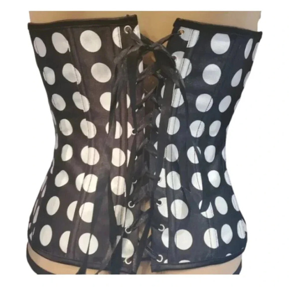 Black with White Polka Dot Corset - Picture 6 of 8